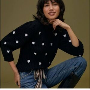 Anthropologie Embroidered Hearts Sweater, Small